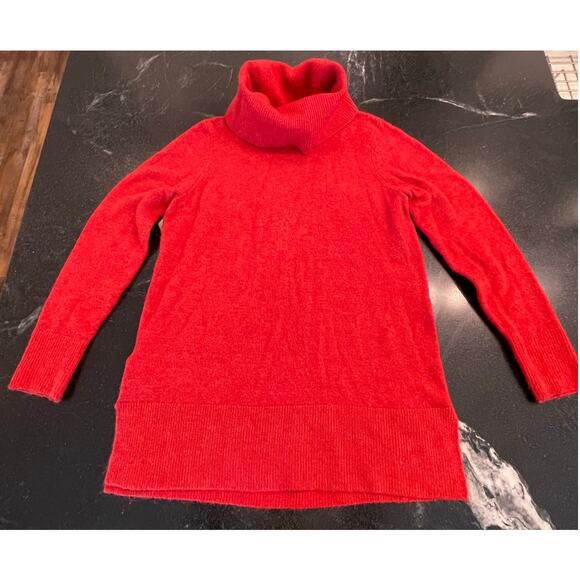 LOFT Rust orange cowl neck knit stretchy sweater LG - Picture 1 of 10